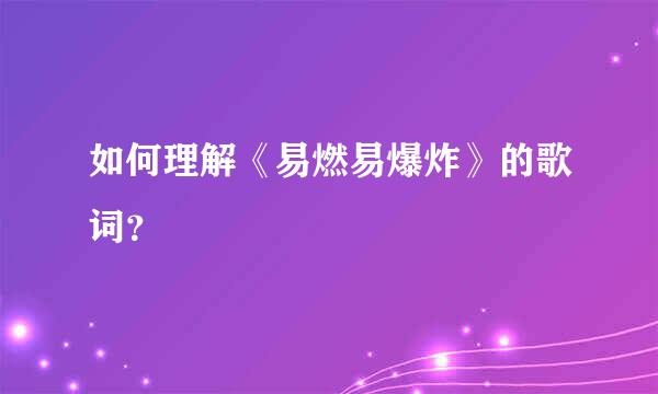 如何理解《易燃易爆炸》的歌词？