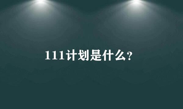 111计划是什么？