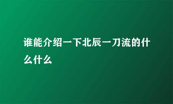 谁能介绍一下北辰一刀流的什么什么