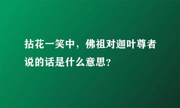 拈花一笑中，佛祖对迦叶尊者说的话是什么意思？