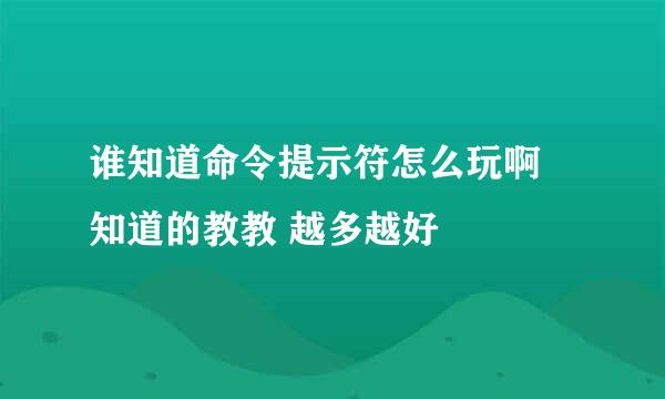 谁知道命令提示符怎么玩啊 知道的教教 越多越好