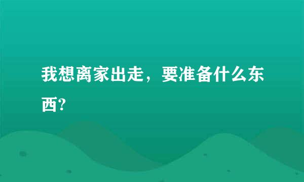 我想离家出走，要准备什么东西?