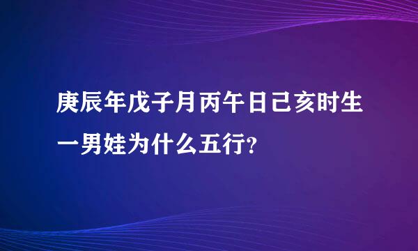 庚辰年戊子月丙午日己亥时生一男娃为什么五行？