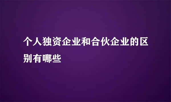 个人独资企业和合伙企业的区别有哪些