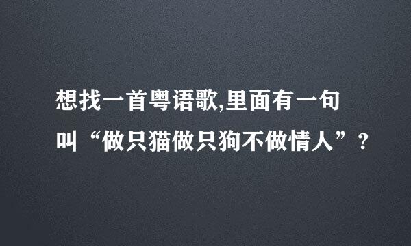 想找一首粤语歌,里面有一句叫“做只猫做只狗不做情人”?