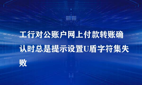 工行对公账户网上付款转账确认时总是提示设置U盾字符集失败