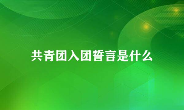 共青团入团誓言是什么