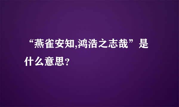 “燕雀安知,鸿浩之志哉”是什么意思？