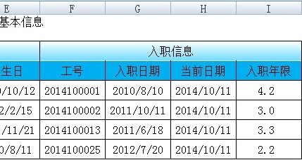 excel公式 计算司龄