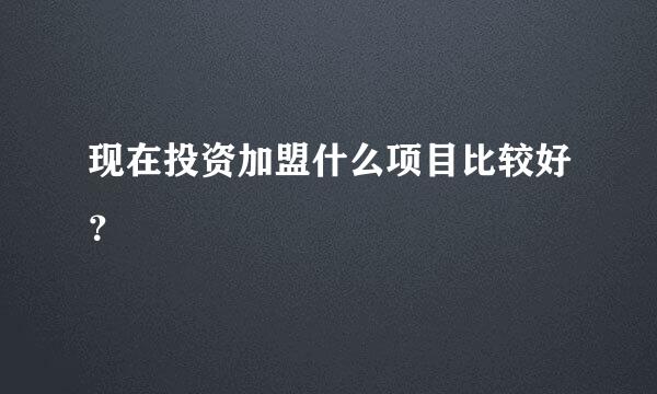 现在投资加盟什么项目比较好？