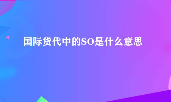 国际货代中的SO是什么意思