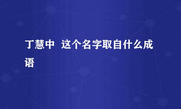 丁慧中  这个名字取自什么成语