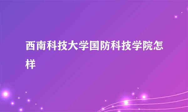 西南科技大学国防科技学院怎样