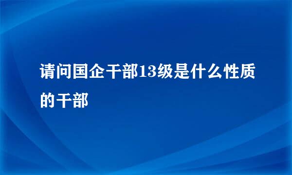 请问国企干部13级是什么性质的干部