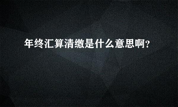 年终汇算清缴是什么意思啊？