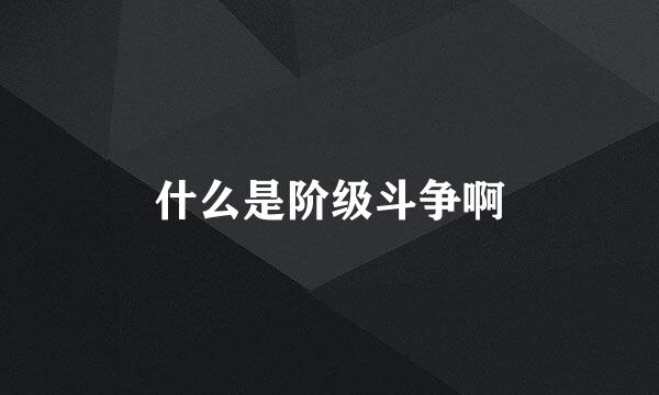 什么是阶级斗争啊