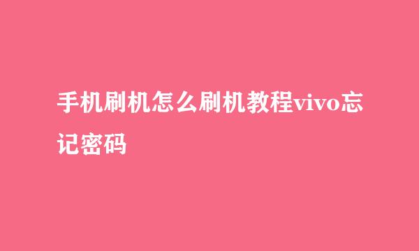 手机刷机怎么刷机教程vivo忘记密码