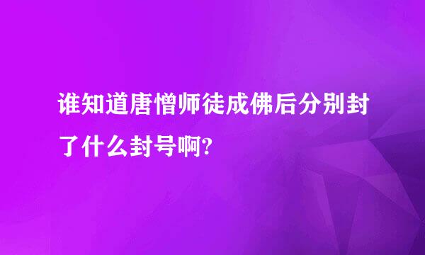 谁知道唐憎师徒成佛后分别封了什么封号啊?