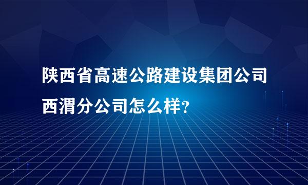 陕西省高速公路建设集团公司西渭分公司怎么样？