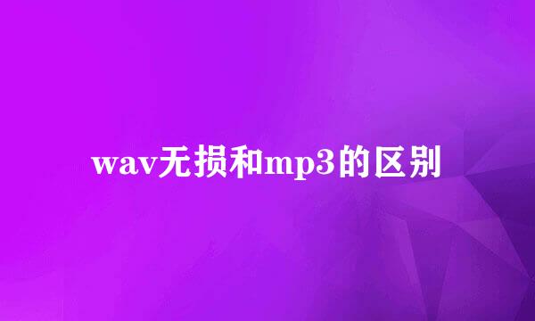 wav无损和mp3的区别