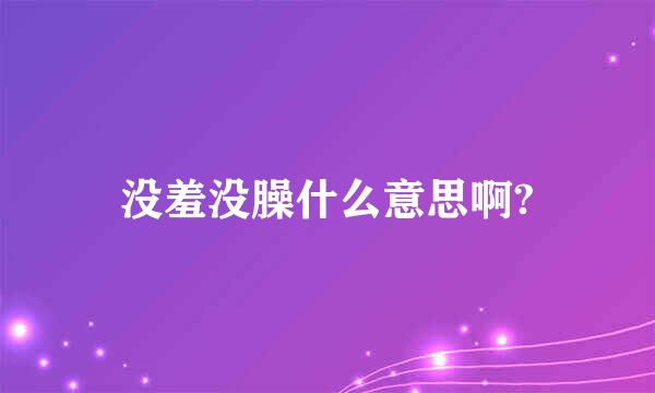 没羞没臊什么意思啊?