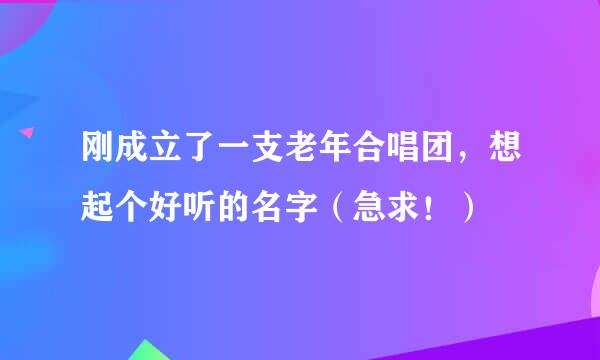 刚成立了一支老年合唱团，想起个好听的名字（急求！）