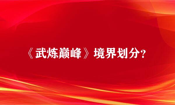 《武炼巅峰》境界划分？