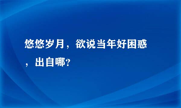 悠悠岁月，欲说当年好困惑 ，出自哪？