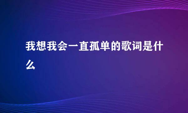 我想我会一直孤单的歌词是什么