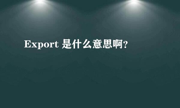 Export 是什么意思啊？