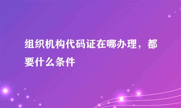 组织机构代码证在哪办理，都要什么条件