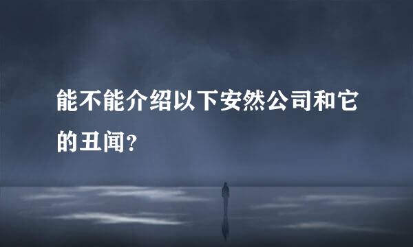 能不能介绍以下安然公司和它的丑闻？