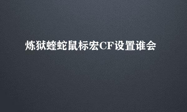 炼狱蝰蛇鼠标宏CF设置谁会