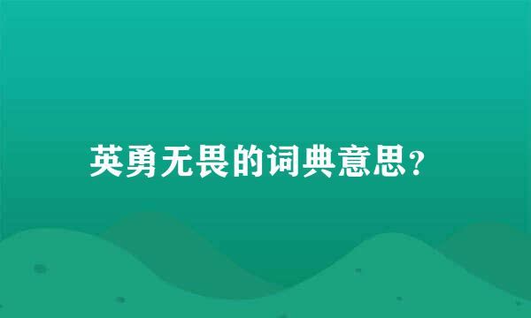 英勇无畏的词典意思？