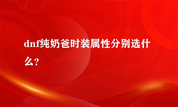 dnf纯奶爸时装属性分别选什么？