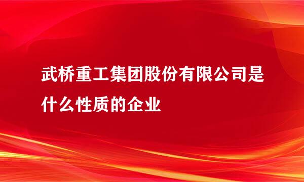 武桥重工集团股份有限公司是什么性质的企业