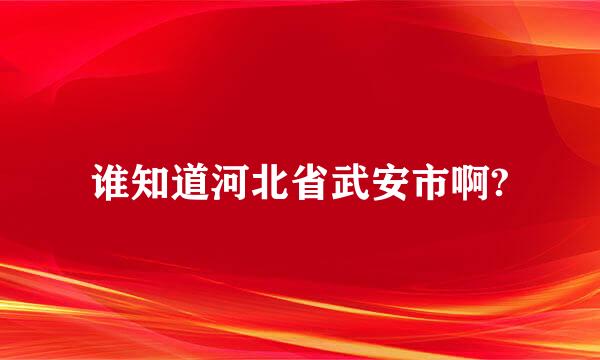 谁知道河北省武安市啊?