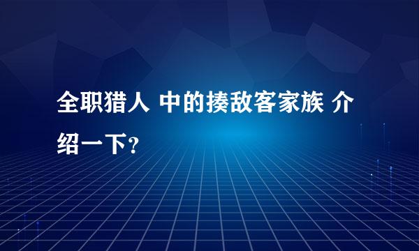 全职猎人 中的揍敌客家族 介绍一下？