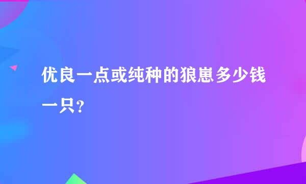 优良一点或纯种的狼崽多少钱一只？