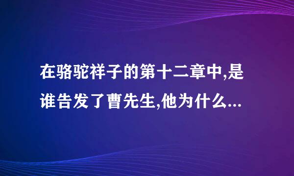 在骆驼祥子的第十二章中,是谁告发了曹先生,他为什么要做要这么做？