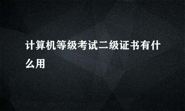 计算机等级考试二级证书有什么用