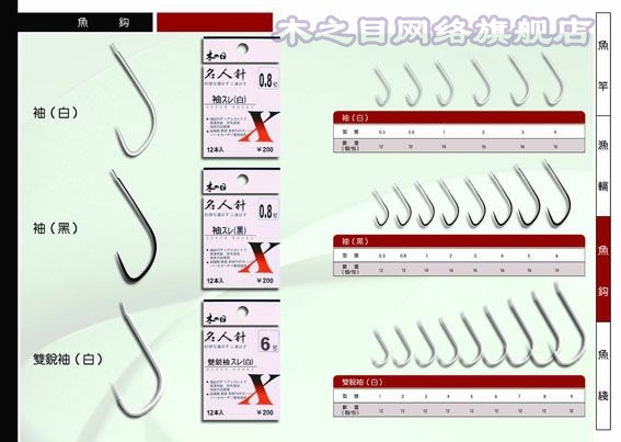 钓鱼钩的分类