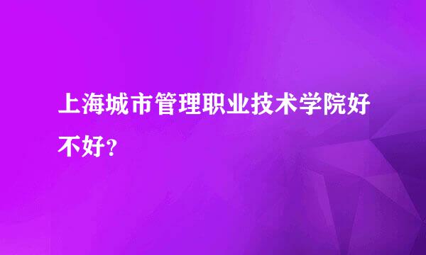 上海城市管理职业技术学院好不好？