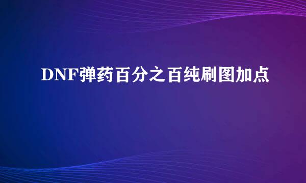 DNF弹药百分之百纯刷图加点