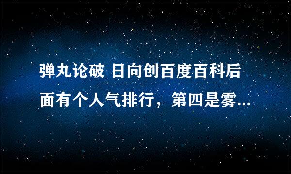 弹丸论破 日向创百度百科后面有个人气排行，第四是雾切，第五那个妹子叫什么名字？