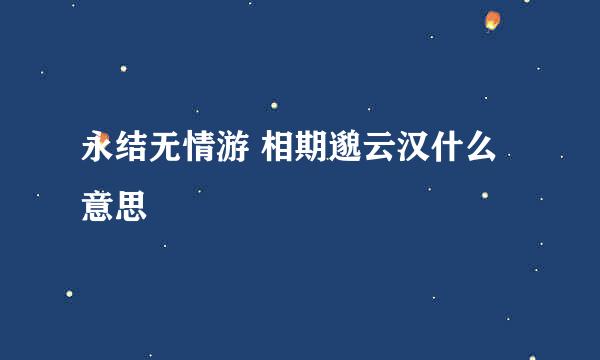 永结无情游 相期邈云汉什么意思