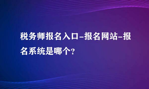 税务师报名入口-报名网站-报名系统是哪个？