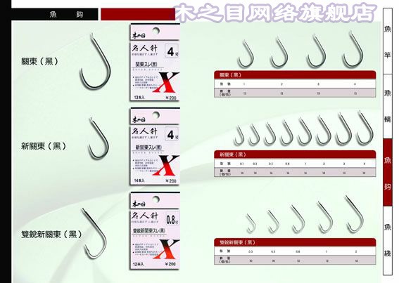 钓鱼钩的分类