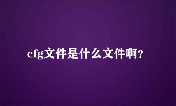 cfg文件是什么文件啊？