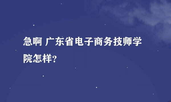 急啊 广东省电子商务技师学院怎样？